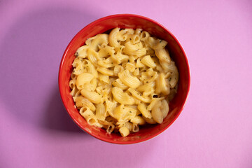 macro shot of macaroni with cheese	