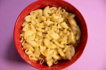 macro shot of macaroni with cheese	