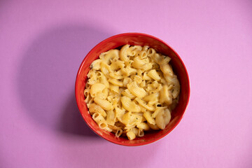 macro shot of macaroni with cheese	