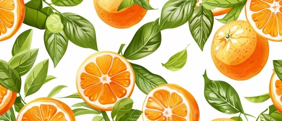Vector Pattern of Fruits. Orange Pattern in Colorful. Reference of Fruits Illustration 