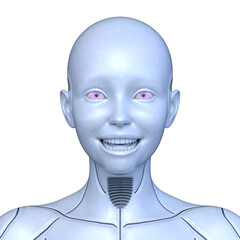 女性サイボーグの顔アップ