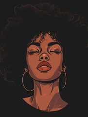 Fototapeta premium Portrait of beautiful African American woman. Vector illustration.