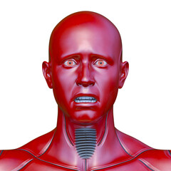男性サイボーグの顔アップ　3DCGレンダリング