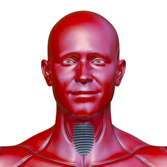 男性サイボーグの顔アップ　3DCGレンダリング
