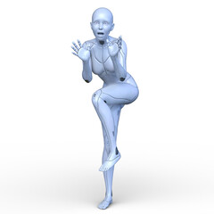 女性サイボーグ　3DCGレンダリング