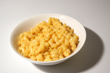 macro shot of macaroni with cheese	