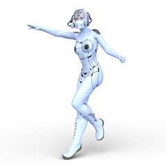 女性サイボーグ　3DCGレンダリング