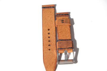 leather watch straps on white background	