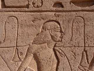 Details of engravings in the Great Temple of Ramses II Abu Simbel Egypt