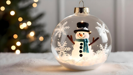 Winter Whimsy, Sparkling Snowman, Inside a Glittering Christmas Bauble