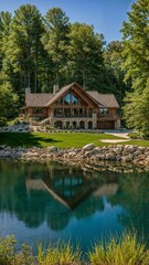 Fototapeta premium Beautiful homes in the Michigan style amidst beautiful nature