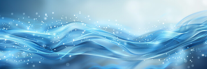 Flowing Blue Waves with Sparkling Particles