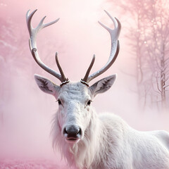 Naklejka premium A white Christmas reindeer 
