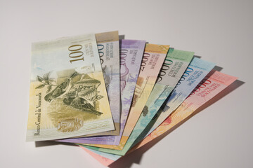 venezuelan banknotes in close-up