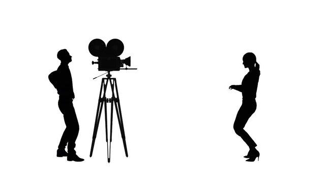 Film director with actress silhouette