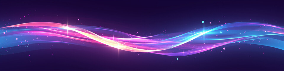 Abstract colorful wave lines on a dark background with light effects, suitable for technology-themed design.