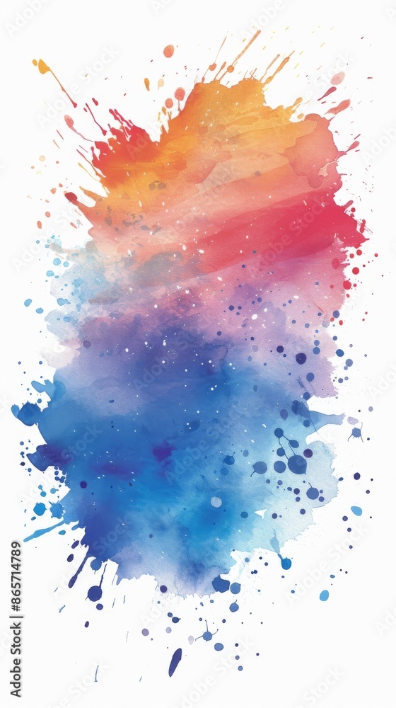 Wall mural colorful watercolor splash on white background. simple flat vector design with no shadows, perfect f