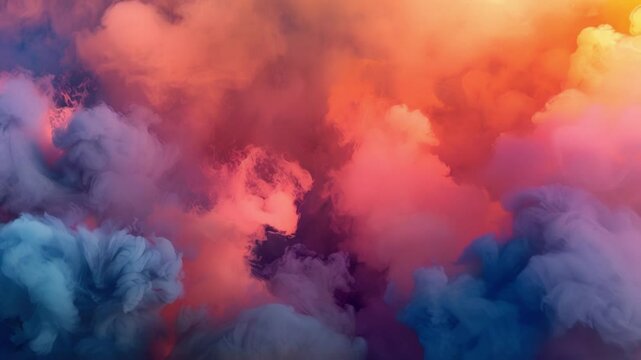 A psychedelic display of chromatic smoke explosions creating a trippy effect