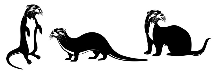 otter silhouette vector 