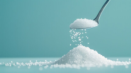 heap of sugar being picked up by a spoon