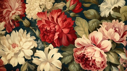 Fototapeta premium Vintage Floral Motifs Wallpaper