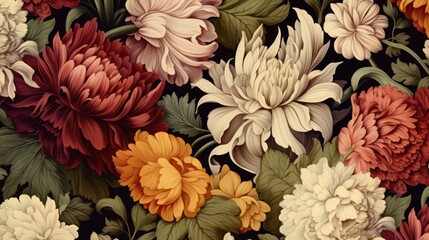 Vintage Floral Motifs Wallpaper