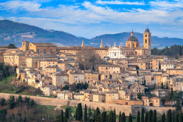 Urbino, Italy historic walled city.