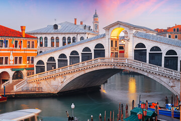 Venice, Italy at the Rialto Bridge over the Grand Canal