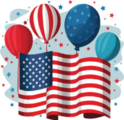 Obraz premium 4th of July, USA Independence Day Celebration - Banner Illustration