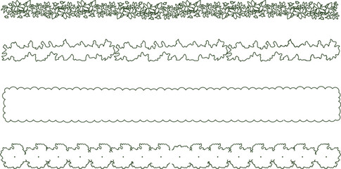 Obraz premium Vector silhouette illustration sketch detailed design of plant bushes tree silhouettes for garden