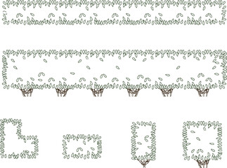 Vector silhouette illustration sketch detailed design of plant bushes tree silhouettes for garden