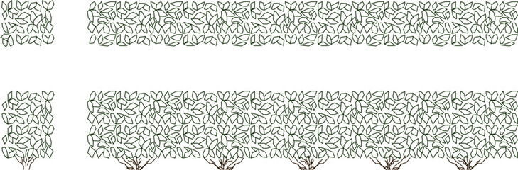 Obraz premium Vector silhouette illustration sketch detailed design of plant bushes tree silhouettes for garden