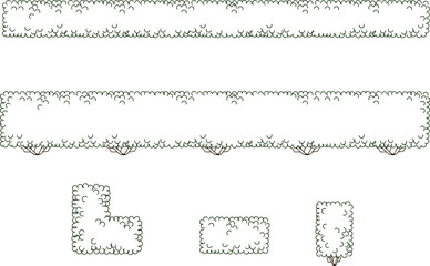 Vector silhouette illustration sketch detailed design of plant bushes tree silhouettes for garden