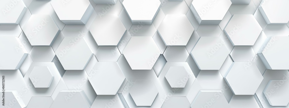 Aufkleber close-up view of white hexagonal geometric pattern structures with a seamless design.