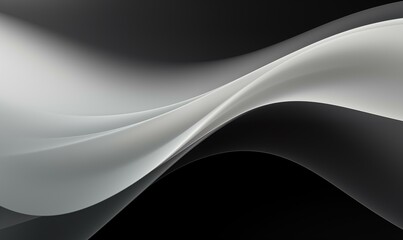 Obraz premium abstract design featuring smooth waves in shades of black and white. The fluid curves and gradient blending create a sense of luxury and sophistication, suitable for modern artistic expression.