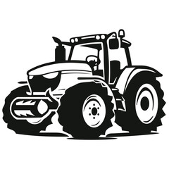 Tractor Silhouette Logo Illustration Clipart for Farming Logo Design Heavy Machinery Illustrations Farm Equipment Graphics Black and White