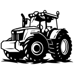Tractor Silhouette Logo Illustration Clipart for Farming Logo Design Heavy Machinery Illustrations Farm Equipment Graphics Black and White