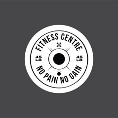 Vector Black and White barbell Plate, logo design	