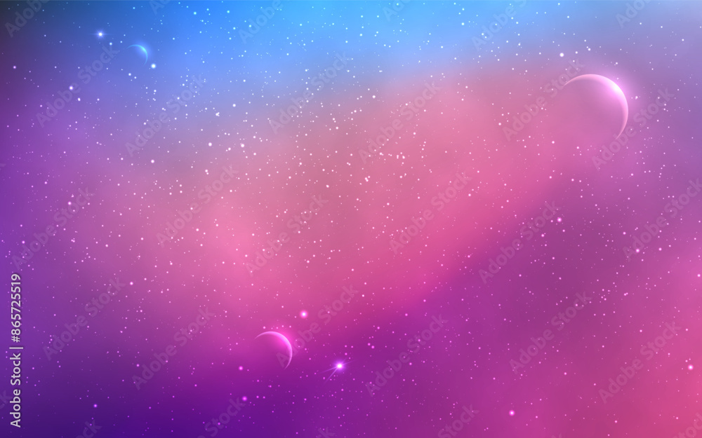 Wall mural planets in space. beautiful galaxy background. realistic cosmic clouds. color starry nebula. fantast