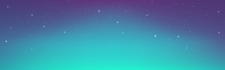 Fototapeta premium Aurora background. Green Northern lights. Night starry sky. Bright shiny gradient. Magic cosmos texture with stars. Wide galaxy wallpaper. Vector illustration.
