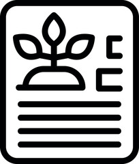 Line icon of a business report with a plant growing out of it symbolizing a growing business