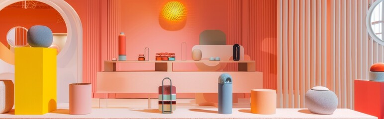 Contemporary interior design with pastel colors