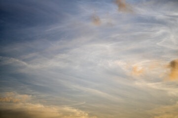 Background of Dusk Sky with Cirrus Clouds.  