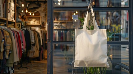 concept of a cozy in person shopping experience featuring a shopping bag template inside a store	