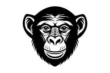chimpanzee head silhouette vector illustration