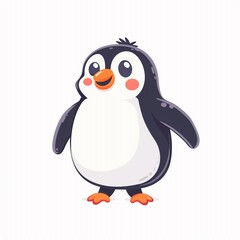 Happy cartoon penguin smiling and saying hello to the camera, cute penguin illustration isolated on white, for card, zoo, children's book, poster, banner.