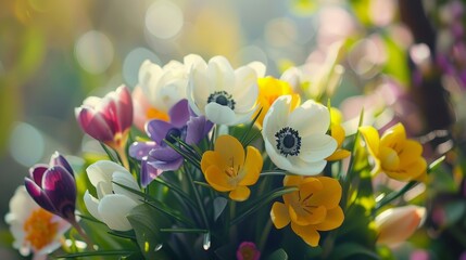 Beautiful bouquet of spring flowers - Generative AI