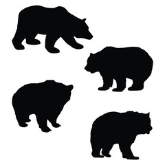 Set of Bear Art Silhouette Vector Illustration 