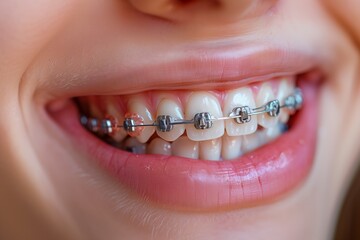 Obraz premium Close Up Of A Persons Smile With Braces