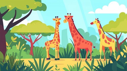 Wildlife flat design side view theme safari animation vivid